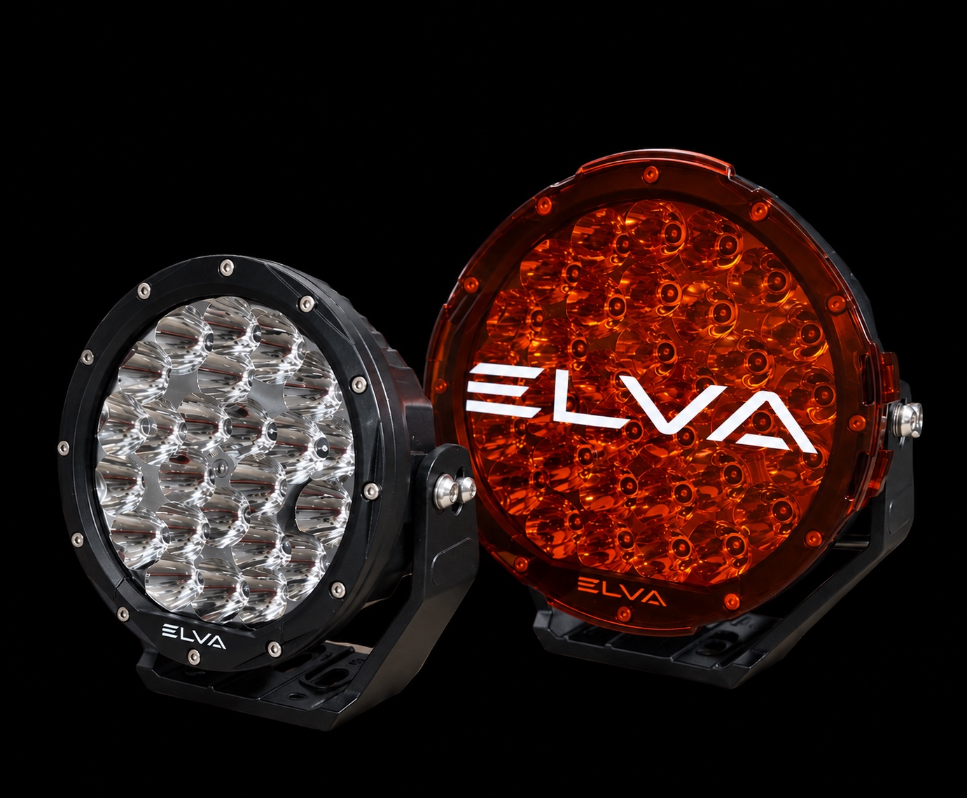 ELVA Origin round LED driving light studio shot